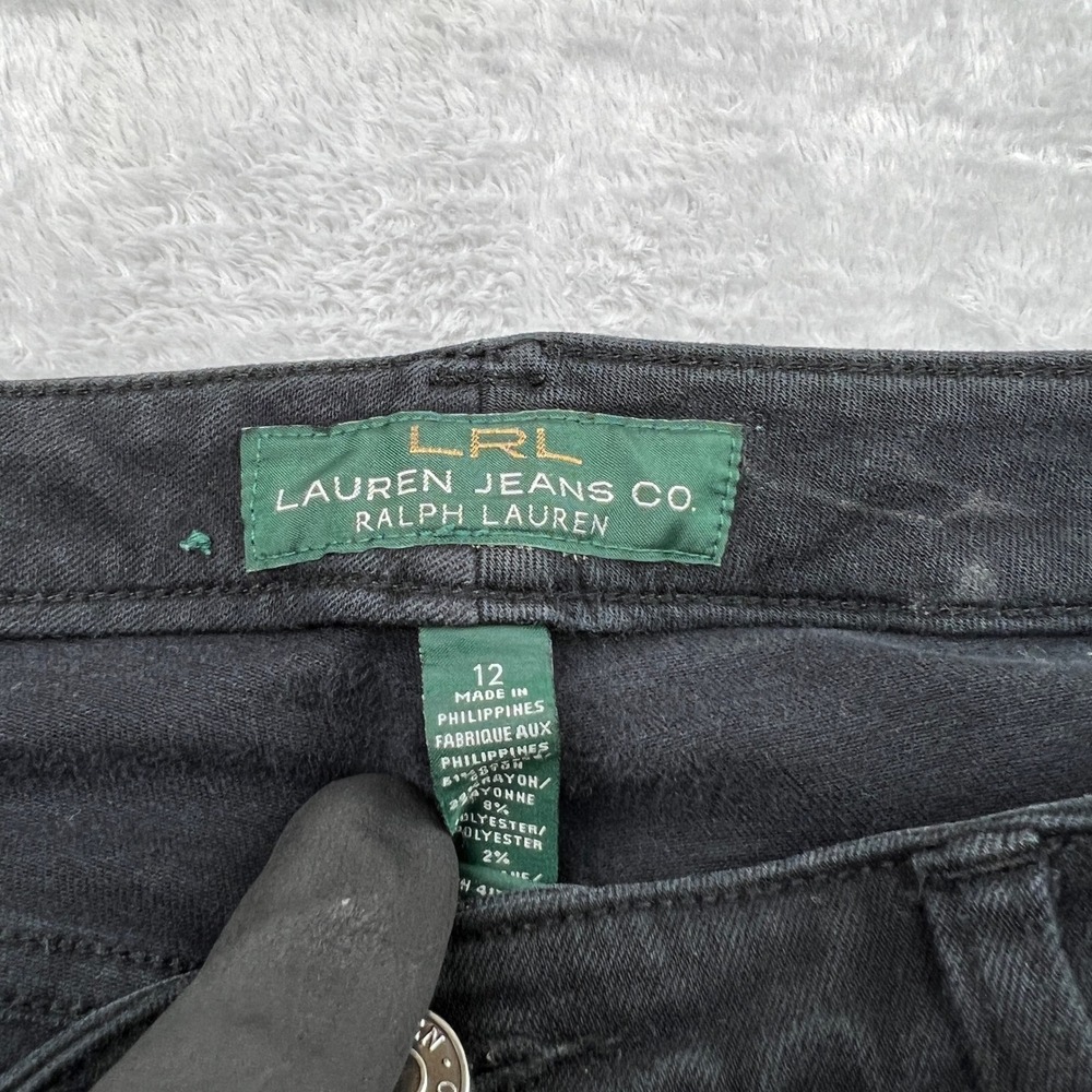 Lauren Ralph Lauren Straight Leg Jeans Size 12 Black Women Stretch Denim Classic - Picture 3 of 9